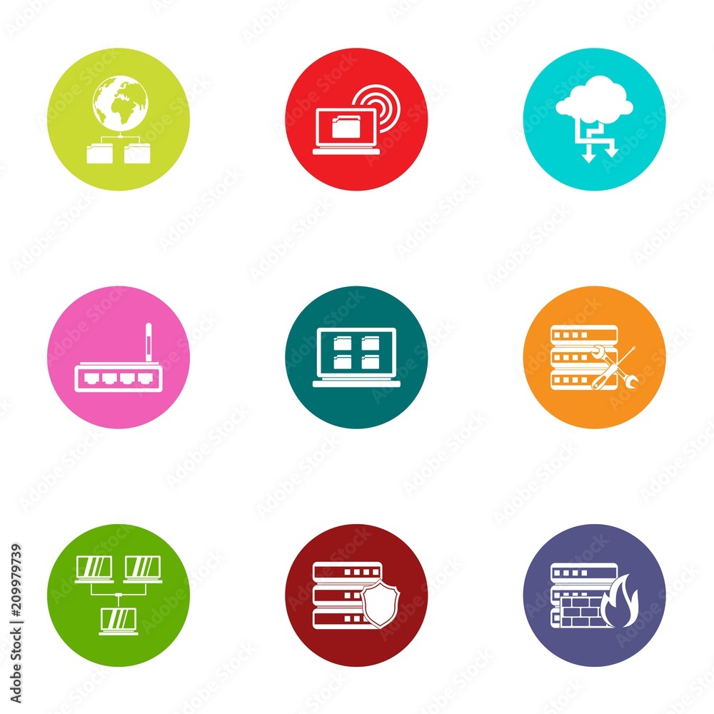 Poster interactive icons set. flat set of 9 interactive vector icons for web isolated on white background
