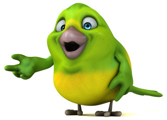 Fun green bird - 3D Illustration