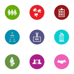 Squad icons set. Flat set of 9 squad vector icons for web isolated on white background