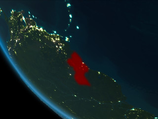 Guyana at night from orbit