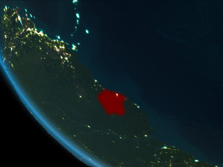 Suriname at night from orbit