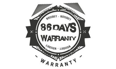 86 days warranty icon vintage rubber stamp guarantee