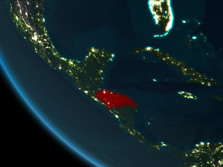Honduras at night from orbit