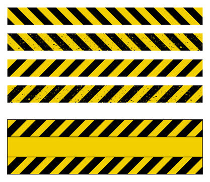 caution tape grunge set vector design isolated on white