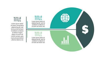 Vector circle infographic with 3 options. Cycle diagram, graph, presentation chart. Design for business concept with circular parts, equal steps, processes, brochure, workflow