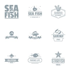 Catch fish logo set. Simple set of 9 catch fish vector logo for web isolated on white background