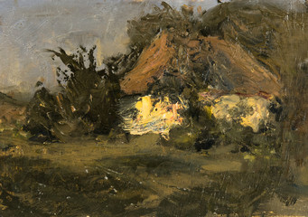 landscape, oil painting, hand made

