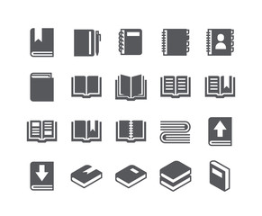 Simple flat high quality vector icon set,Contains such Icons as book, digital book, bookmark, openbook, isometric books and more.48x48 Pixel Perfect.