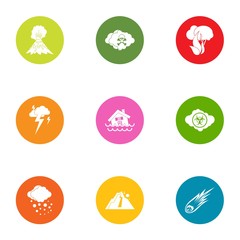 Natural intervention icons set. Flat set of 9 natural intervention vector icons for web isolated on white background