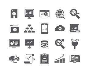 Fototapeta na wymiar Simple flat high quality vector icon set,Data analysis related icons collection, Graphs, Traffic Analysis, cloud computing, Big Data and more..48x48 Pixel Perfect.