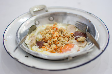 Eggs pan breakfast.