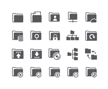 Simple flat high quality vector icon set,Various folders System icons, shares, security, servers, relationships and more.48x48 Pixel Perfect.