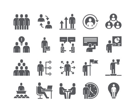 Simple flat high quality vector icon set,Business Office Related People Meeting, Winner, Teamwork, Presentation, Conversation, Employment.48x48 Pixel Perfect.