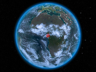 Gabon at night on Earth