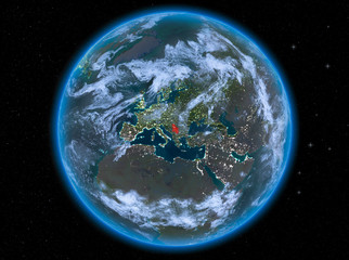 Serbia at night on Earth