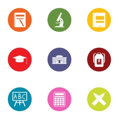 Day of school icons set. Flat set of 9 day of school vector icons for web isolated on white background
