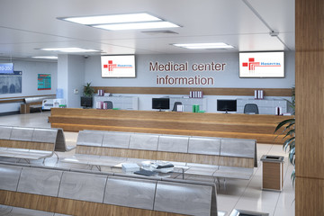 Hallway the emergency room and outpatient hospital. 3d illustration
