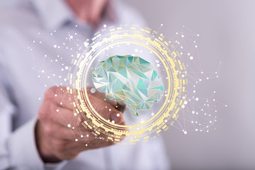 Man touching an intelligence concept