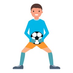 Catch ball goalkeeper icon. Flat illustration of catch ball goalkeeper vector icon for web design