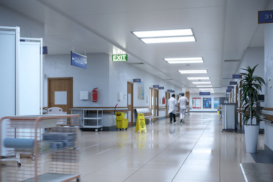 Hallway The Emergency Room And Outpatient Hospital. 3d Illustration