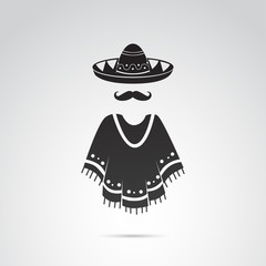 Mexican traditional clothing icon set. Vector art.