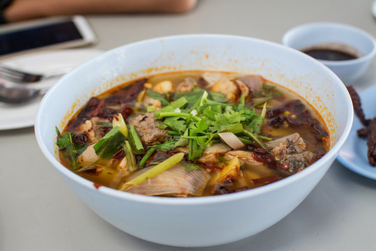 hot and spicy soup with pork ribs.