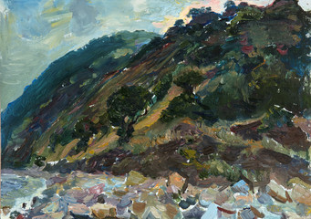 landscape, oil painting, hand made
