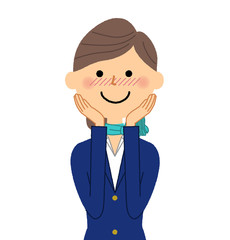 制服の女性　照れる