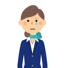 制服の女性　泣く