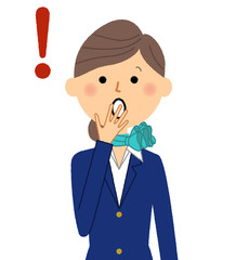 制服の女性　驚く