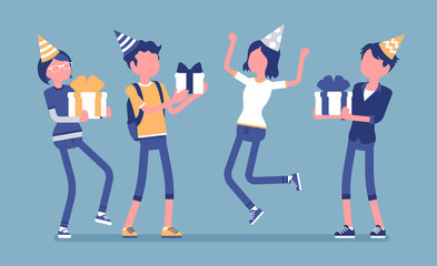 Happy people at birthday party celebration