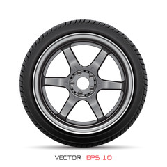 Aluminum wheel car tire style racing on white background vector illustration.