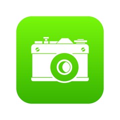 Retro camera icon digital green for any design isolated on white vector illustration