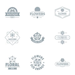 Floral journey logo set. Simple set of 9 floral journey vector logo for web isolated on white background