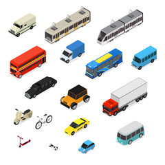Transport Car 3d Icons Set Isometric View. Vector