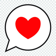 Heart in a speech bubble, vector love icon.