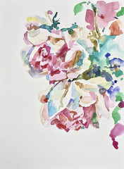 original watercolor painting of abstract roses