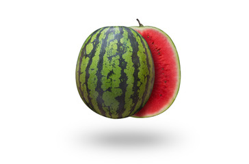 Cutted watermelon isolated on a white background with a shadow