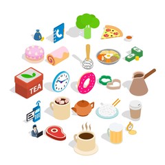 Boiling icons set. Isometric set of 25 boiling vector icons for web isolated on white background