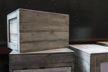 Wooden boxes vintage grunge package
