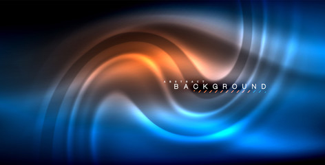 Neon glowing wave, magic energy and light motion background