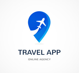 Obraz premium Travel agency, tourism app and trips logo, adventure tours, icon and element
