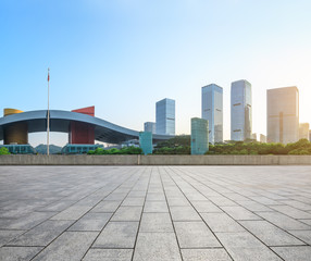 Fototapeta premium empty square floor and modern city skyline in Shenzhen,China
