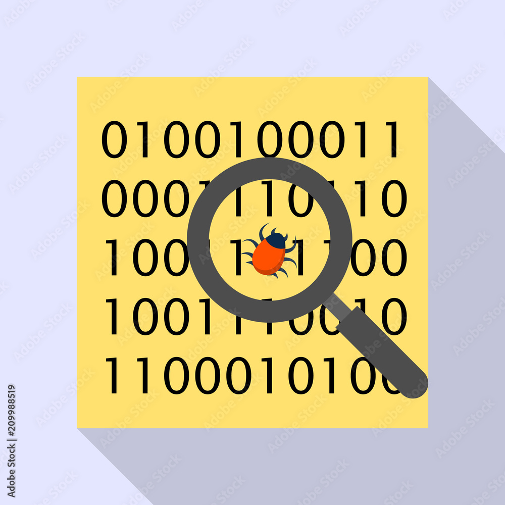 Poster find computer virus icon. flat illustration of find computer virus vector icon for web design