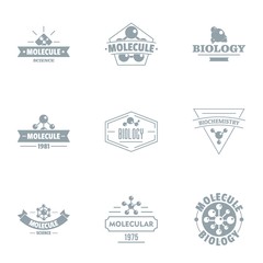 Molecular biology logo set. Simple set of 9 molecular biology vector logo for web isolated on white background