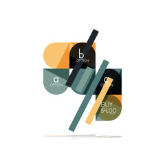 Minimal flat clean abstract option step infographic design element, geometric shapes - round squares, circles and lines layout with sample text