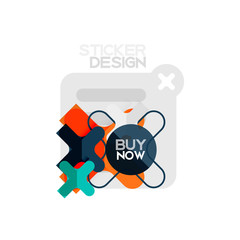 Flat design cross shape geometric sticker icon, paper style design with buy now sample text, for business or web presentation, app or interface buttons