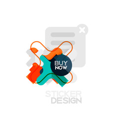 Flat design cross shape geometric sticker icon, paper style design with buy now sample text, for business or web presentation, app or interface buttons