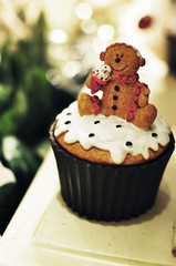 fondant cupcakes with 3D cartoon figurine, Christmas celebration