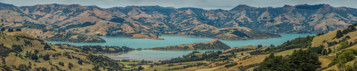 Fototapeta na wymiar Panoramic view of Akaroa, South Island, New Zealand